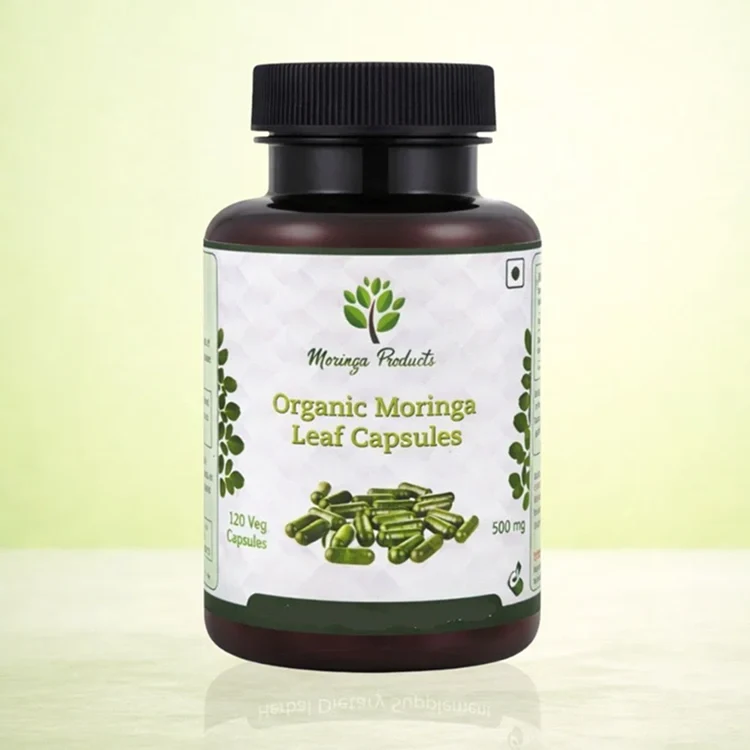 Moringa Products Australia Organic Moringa Leaf Capsules bottle shown in the Moringa Capsules comparison.