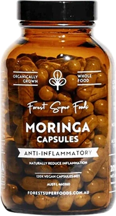 Forest Super Foods Organic Moringa Capsules with Clean and Conscious badge, ranked as the top moringa supplement.