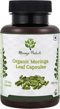 Moringa Products Australia Leaf Capsules Moringa Products Australia Organic Moringa Leaf Capsules bottle shown in the Moringa Capsules comparison.